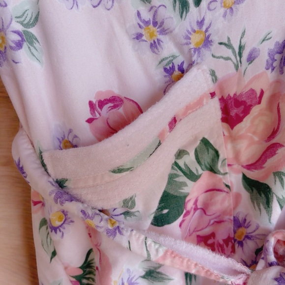 VTG Adonna Cotton Polyester Nightgown Floral Wrap Robe Pink Purple Green EUC - Picture 9 of 12